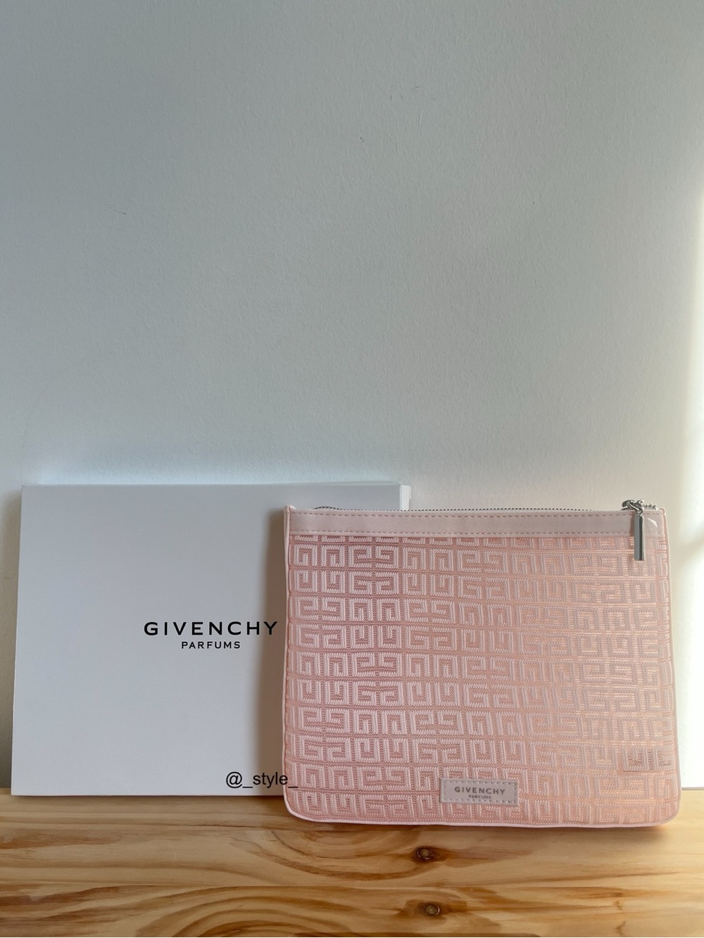 Givenchy Blush Pink Embossed Zip Pouch